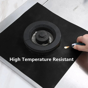 Protector de quemador de estufa de gas reutilizable, resistente al calor, antiadherente, de fibra de vidrio con revestimiento de PTFE, con logotipo personalizado de fábrica, color negro. - Product Image 5