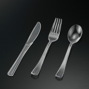 General Solid Color Clear Transparent Disposable Cutlery Plastic Forks And Knives Spoon