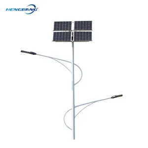 hot sale 12 M off grid system split solar led street light all in two tapered base galvanizing davit arm tapered poles
