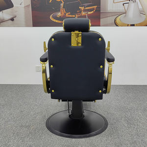 Yüksek kaliteli antika tarzı siyah deri altın çerçeve <span class=keywords><strong>Salon</strong></span> sandalyesi Classics lüks yuvarlak bankası saç Dresser berber koltuğu - Product Image 3