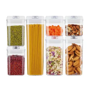 Wholesale 7 Pack BPA Free Plastic Bulk Food Storage Container Kitchen Organizer Airtight Cereal Container Set With Lids