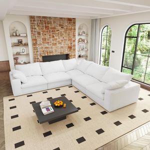 Canapé modulaire sectionnel confortable en tissu blanc, canapé inclinable compressible pour salle à manger, salon, appartement, hôtel - Product Image 3
