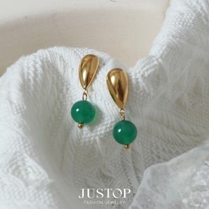 Pendientes de Bola de Piedra Turquesa con Forma de Gota de Agua, Acero Inoxidable, Chapado en Oro de 18K, Joyería de Moda para Mujer, Regalo para Fiesta - Product Image 5