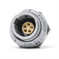 Conector Circular Push-Pull Serie P de BEXKOM, 5 Pines, Gris, Receptáculo Fijo, Latón Chapado en Oro, Grado Médico, Bajo Costo
