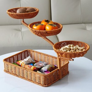Panier à fruits à design étagé, support de rangement multicouche en plastique pour collations et bonbons, idéal pour la cuisine et le salon, plateau de service pour le thé de l'après-midi à la maison - Product Image 1