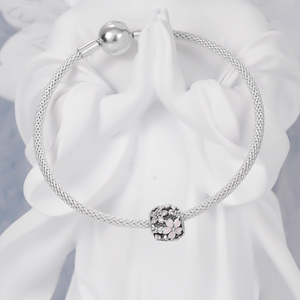 Original wholesale S925 silver love zircon charm four-leaf clover <b>infinity</b> love ladybug family DIY bracelet pendant - Product Image 4