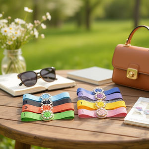 Cintura in Tessuto PP con Fibbia Rotonda e Perline a Conchiglia Floreali 5x70cm - Product Image 3