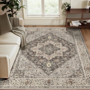 พรมลายดอกไม้สไตล์เปอร์เซีย พิมพ์ลายโพลีเอสเตอร์ ขอบเย็บอย่างดี ใช้ปูพื้นโซฟา ผ้าห่ม พรมตกแต่งบ้านสมัยใหม่ สำหรับดรอปชิปปิ้ง ตกแต่งข้างเตียง - Product Image 3