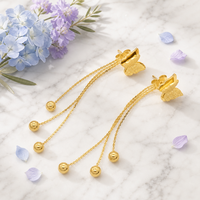 Boucles d'oreilles pendantes en acier inoxydable plaqué or avec pompon, longue chaîne et breloque boule de cristal, hypoallergéniques, bijoux élégants pour soirée
