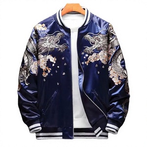 Blouson Bomber en Satin Brodé Personnalisé pour Homme, Vente en Gros, Manteau Streetwear Dragon Sukajan, Fabricant de Marque Privée, Veste Safari - Product Image 3