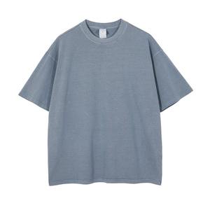 Camiseta de Algodón Lisa de Corte Holgado para Hombre, Manga Corta, Cuello Redondo, Color Sólido, Tejido de Punto Informal, Corte Regular - Product Image 6