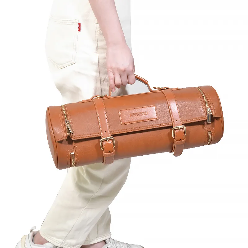 Kit de bolsa para barra de viagem, conjunto profissional em atacado com barra de couro portátil para homens e mulheres