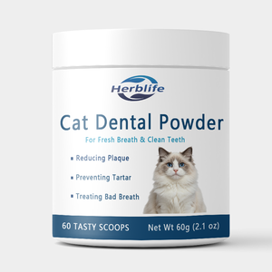 Poudre dentaire pour chats OEM ODM, rafraîchisseur d'haleine naturel, élimination de la plaque et du tartre, complément de soins bucco-dentaires pour animaux de compagnie, service personnalisé en gros - Product Image 1