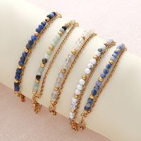 Bracelet d'amitié en pierres naturelles géométriques bohèmes, bijoux fantaisie, chaîne en acier inoxydable plaqué or, cadeau unisexe