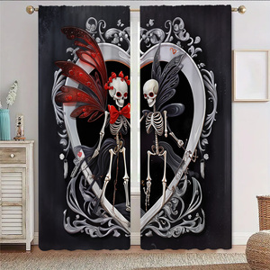 Rideaux imprimés numériquement en haute définition 2D avec un motif <span class=keywords><strong>de</strong></span> crâne classique, adaptés aux chambres à coucher et aux salons - Product Image 1
