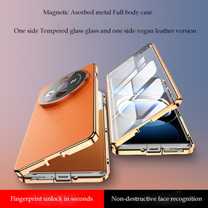 360 Protection magnétique métal verre trempé Flip cuir couverture pour <span class=keywords><strong>Oppo</strong></span> Find X8 X7 X6 X5 Pro / X7 Ultra / Find X8 - Product Image 4