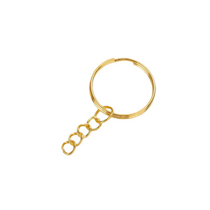 Porte-clés en métal rond de 25 mm, plaqué laiton, accessoires de bijoux DIY, pendentif pour porte-clés - Product Image 3