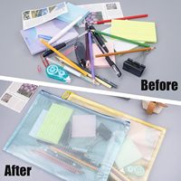 Sac de rangement A4 en PVC transparent avec fermeture éclair en maille, polyvalent, pour documents, articles de papeterie et objets personnels – Vente en gros usine