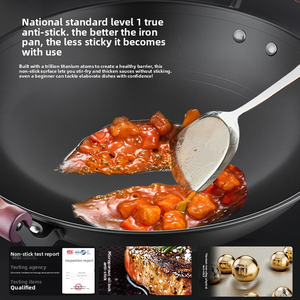 <span class=keywords><strong>Wok</strong></span> en titane pour cuisine commerciale, 47 cm, grande capacité, avec couvercle en acier pour cuisinière à gaz à induction - Product Image 6