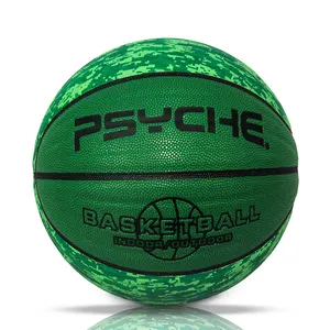 Fabrika tasarım basketbol yeşil Camo higroskopik PU resmi boyutu 7 kapalı açık basketbol