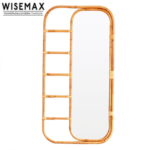 WISEMAX mobile Dressing <span class=keywords><strong>specchio</strong></span> decorativo casa camera da letto Rattan <span class=keywords><strong>Design</strong></span> struttura in legno pavimento <span class=keywords><strong>specchio</strong></span> - Product Image 2