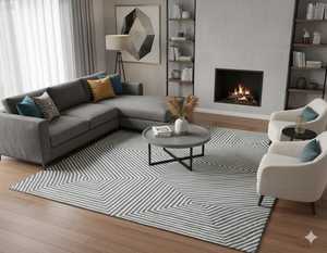 Tapis rectangulaire en laine tissé à la main, motif abstrait, tapis de qualité supérieure, salon, chambre à coucher, décoration élégante pour la maison, écologique - Product Image 1