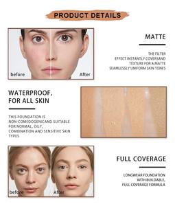Private Label Cobertura Completa Impermeável Vegan Longa Duração Impermeável Alta Qualidade Líquida Fundação para Pele Escura - Product Image 2