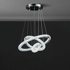 Lámpara Colgante DB Eira Triple Hoop de 11.8 Pulgadas, LED, Cristal, Control Remoto, Altura Ajustable, Lámpara de Araña Moderna, Iluminación Interior - Product Image 6
