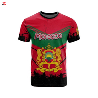 NUOXIN Vente en gros Impression numérique personnalisée T-shirt en polyester avec drapeau du Maroc en 3D pour le match de football 2026
