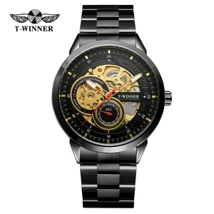 T- winner Brand Elegant Stylish Mens Wrist Watches Casual Custom Business Luxury Full Automatic Men Skeleton Mechanical Watch