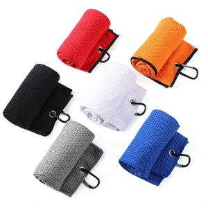 Serviette de golf personnalisée en microfibre de polyester tricotée par sublimation, couleur gaufrée, écologique, séchage rapide, antimicrobienne - Product Image 1