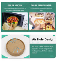 Bol en papier personnalisé par le fabricant, bol à salade jetable en papier, rond ou carré, chauffable, en papier kraft brun, jetable avec couvercle en PET