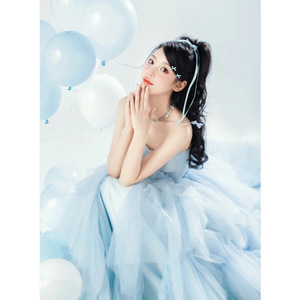 Evening Gown Ball Gown Strapless Empire Waist Organza Candy Color Princess Style Tutu For Birthday Parties Annual Meetings - Product Image 5