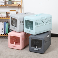 Cage de transport pliable pour animaux de compagnie, approuvée par les compagnies aériennes, en plastique, avec porte en fil métallique, vente en gros, pour chiens et chats