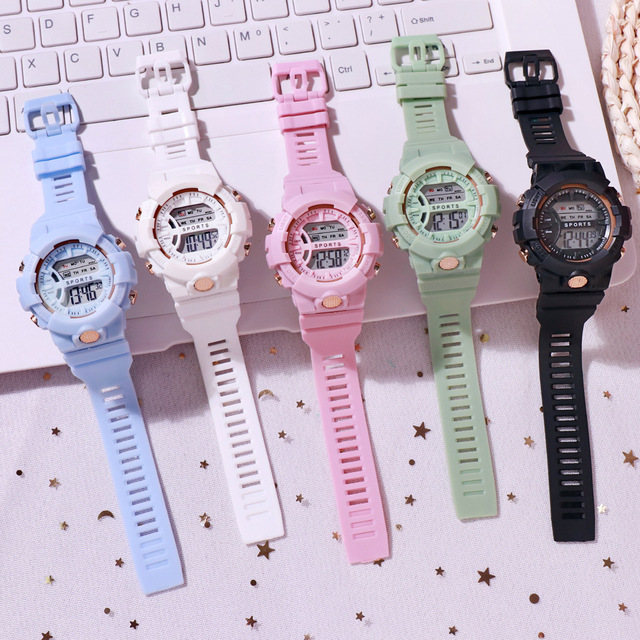 Hot Selling Cute Stainless Steel Quartz Glass Sport Waterproof Student Girls Kids Fashion Digital Watch