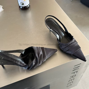 New Summer High Quality Thin Heel Sandals Silk Fashion for Women <b>Pointed</b> Toe Shoes - Product Image 3