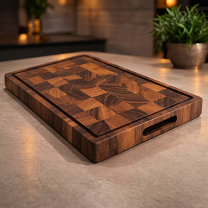 Planche à découper rectangulaire artisanale en acacia, faite à la main, durable, pour fruits, pain, cuisine quotidienne, passe au lave-vaisselle - Product Image 1