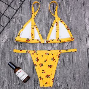 Maillot de bain tendance pour la plage, personnalisable avec logo, taille haute, string, bikini à nouer, maillot de bain une pièce uni/imprimé/à pois, taille XL - Product Image 3