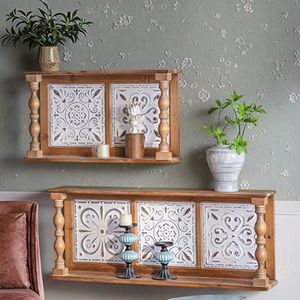 Rustic <strong>Floating</strong> Wooden <strong>Shelves</strong> Multi-Function Home Decor Wall Hanging Furniture for Living Room Bathroom Kitchen Jewelry <strong>Storage</strong> - Product Image 1