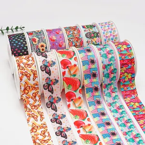 Beautiful Butterfly Cartoon Fruits Grosgrain Ribbon Printed Ribbon For Crafts Decoration Packing Gift