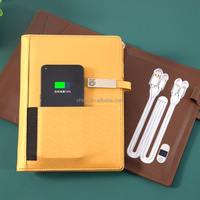 Carnet de notes en cuir ZMHQ avec chargeur intégré, format A5, bloc-notes avec batterie externe sans fil intégrée