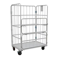 Logistique d'entrepôt Cage de rangement pliable en treillis métallique pliable et emboîtable sur 4 côtés Cage de rangement Chariot Roll Container