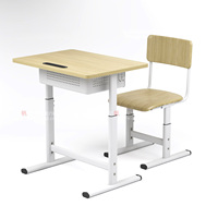 Dernier design moderne Ensemble bureau et chaises ergonomiques en bois à hauteur réglable pour étudiants en classe