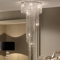 Grand Chrome K9 personnalisé moderne Long pendentif de luxe escalier cristal lustre pour salon haut plafond