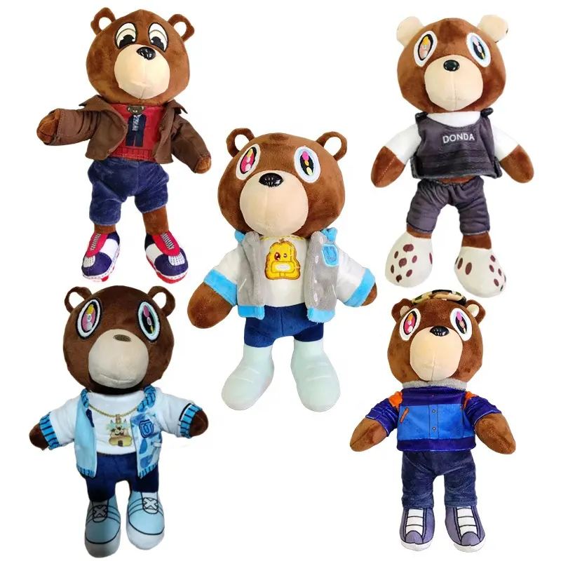 DOULUO mainan boneka beruang Teddy Kanye, keluaran baru mainan boneka hewan Plushie kustom Kanye West Bear untuk wisuda