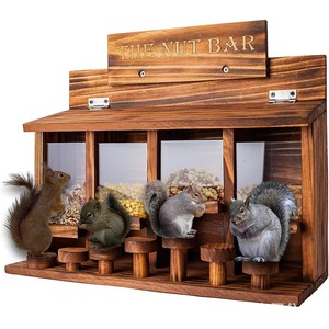 Wooden Outdoor <b>Squirrel</b> <b>Feeder</b> Brown Compartmentalized Pan <b>Feeder</b> For Tree Mounting Animal <b>Feeders</b> - Product Image 5