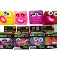 Nouveau 2026 Cube Squishy Anti-stress en TPR à libération lente, Cube à grande bouche, Jouet sensoriel pour le soulagement de l'anxiété, Fidget Faces Amusantes à presser