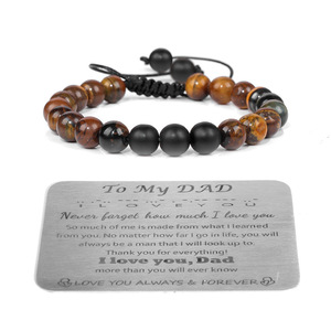 Men's Tiger Eye <b>Beaded</b> <b>Bracelet</b> 8mm Handmade Woven Gift <b>for</b> Son - Product Image 3