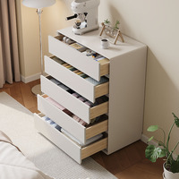Commode de luxe en bois massif style crème avec tiroirs intégrés, table de chevet murale, armoire de rangement pour chambre à coucher