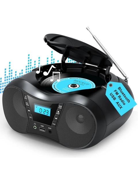 Portable Stereo CD Boombox with AM FM Radio and BT Works As a Portable BT Speaker and a CD Player Boombox Device